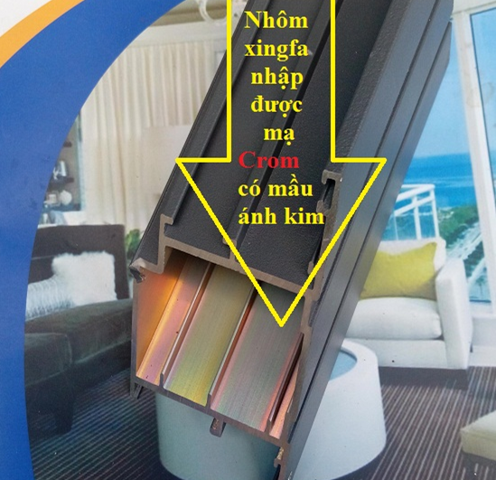 bên trong thanh nhôm xingfa thật