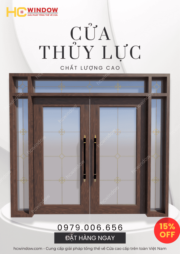 cửa nhôm thủy lực vân gỗ